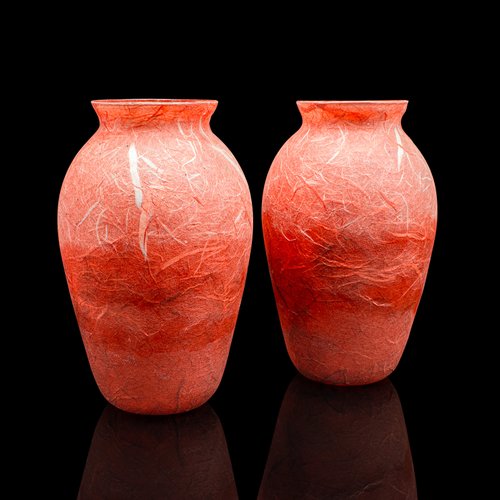 Englische Kunstglas Blumenvasen, 2 . Set bei Pamono kaufen