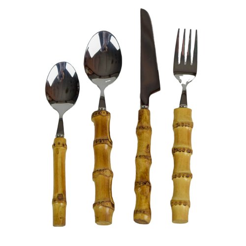 Bambus Besteck Set von Stainless Cutlery Factory, 4 . Set bei Pamono kaufen