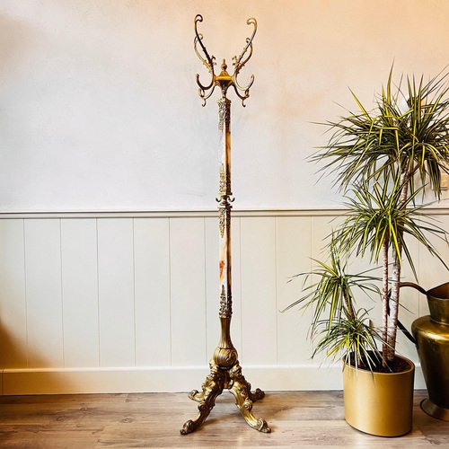 Vintage Entryway Tree Standing Rack, Italian Marble Hallway Rack for