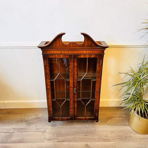 Vintage Georgian English Wooden Display Cabinet with Key for sale