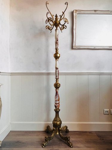 Tall Mid Century Hollywood Regency Italian Marble Coat Rack for sale at Pamono