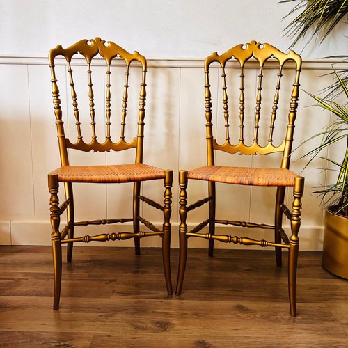 Set of Chiavari Dining Room Chairs by Fratelli Levaggi, Italy, 1950s