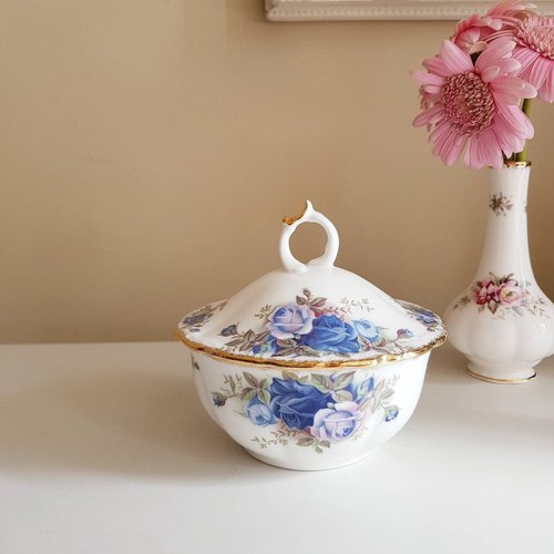 Original Vintage Moonlight Rose Candy Bowl with Lid from Royal Albert