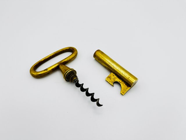 Apribottiglie E Cavatappi NKlaus A Forma Di Ancora, In Ottone Nichelato, Decorazione Marina, Lunghezza 14 Cm, Peso 210 G