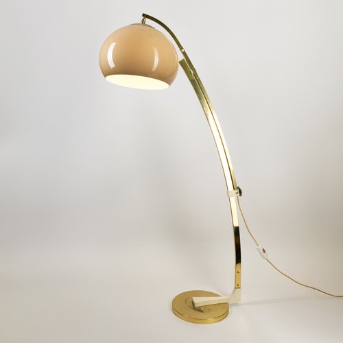 Space Age German Adjustable Floor Lamp / Arc Lamp in Brass from