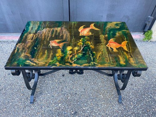 Deux Poissons En Bois Sculpté – Déco Vintage Artisanale – Idéal Pour Table Ou Bureau