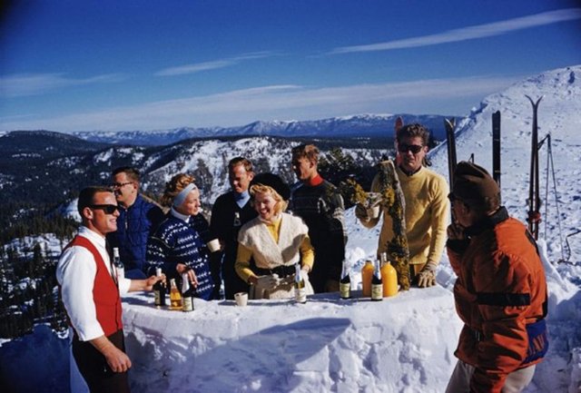 Slim Aarons, Apres Ski, Estate Stamped Photographic Print, 1961
