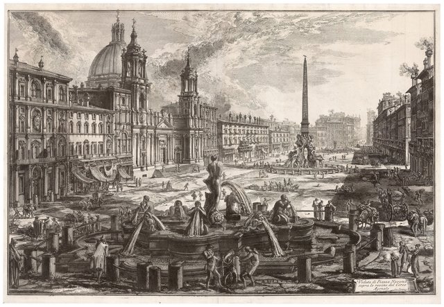 Piranesi, View of the Piazza Navona, 1800s, Etching for sale