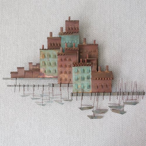 Top Brass Scultura Da Parete Con Pugno E Bandiera Americana – Targa Artistica In Resina Con Finitura Rame E Blu – Diametro 29.8 Cm, Peso 1.13 Kg