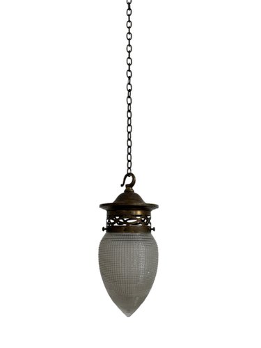 Vintage Acorn Shaped Holophane Prismatic Glass Ceiling Lamp for sale at Pamono