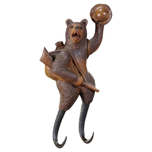 Black Forest Carved Coat Hook with Bear Poacher 1900s for sale at Pamono
