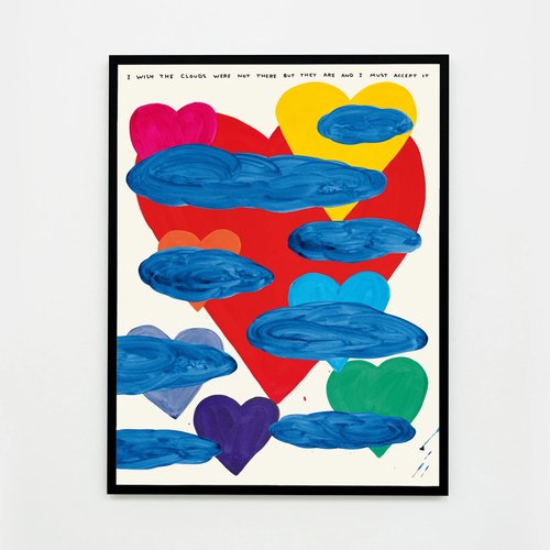 David Shrigley, I Wish the Clouds Were Not There, 2024, Framed for