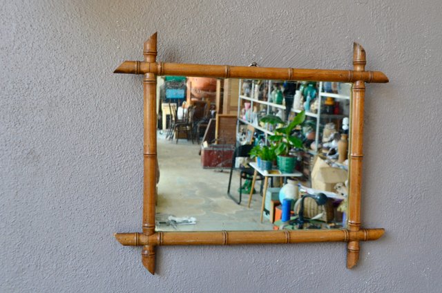 Large Vintage Bamboo Mirror, France, 1940s for sale at Pamono Large Vintage Bamboo Mirror, France, 1940s for sale at Pamono