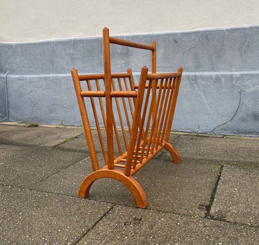 Vintage Swedish Magazine Rack in Beech, 1960s for sale at Pamono