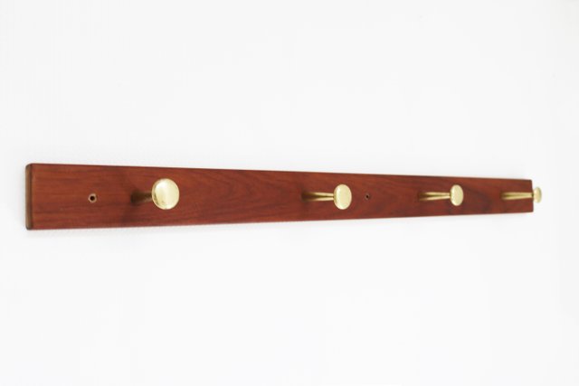 Danish Teak Brass Coat Rack Denmark 1960s