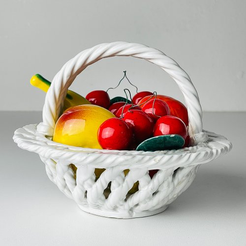Mid 20th Century Italian Ceramic Fruit Basket, 1970s for sale at