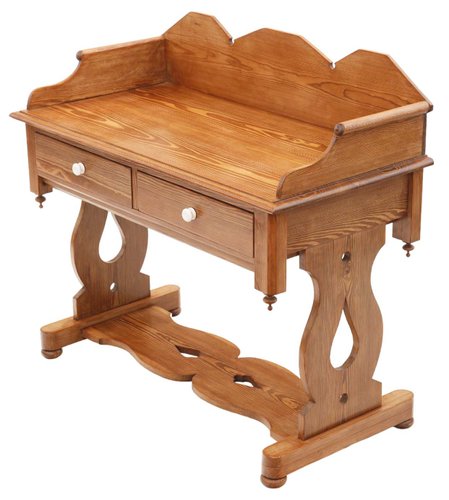Antique Victorian Gothic Pitch Pine Desk for sale at Pamono