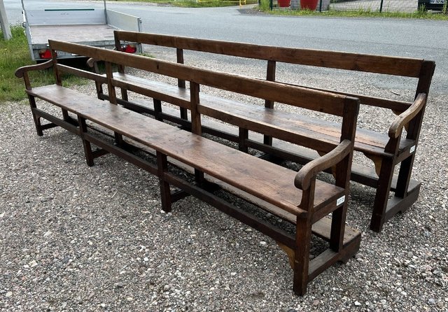 Church Benches with Arms and Backs in Wood Late 18th Century Set of 2 for sale at Pamono