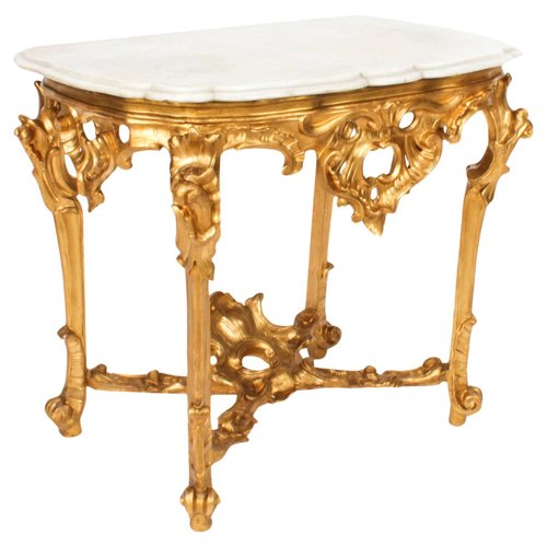 Consola Rococo Consola francesa rococó antigua de madera dorada tallada, 1770 en venta ...