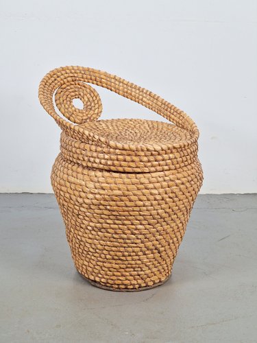 Cesto vintage in paglia e vimini, anni '60 in vendita su Pamono