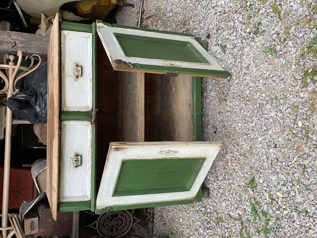 Antique German Style Green-White Painted Cabinet for sale at Pamono