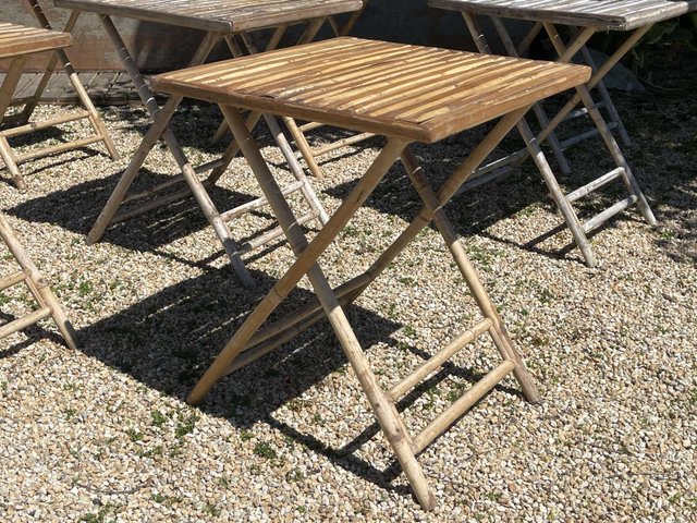 Foldable Bistro Table in Bamboo, 1990s for sale at Pamono