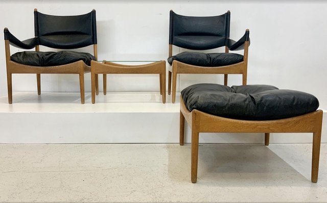 Mid-Century Modus Armchair, Table & Stool in Oak by Kristian