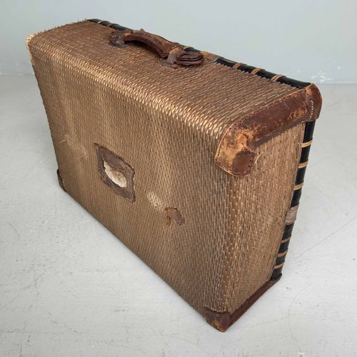 Antique Japanese Wicker Travel Basket, 1890s for sale at Pamono