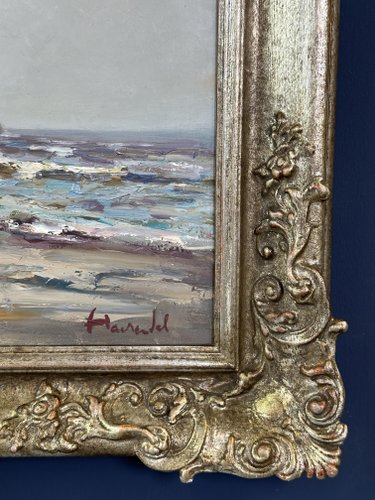 Harry Haerendel, Sailing Ship on Sand, 1890s-1910s, Oil on Canvas
