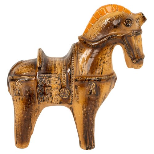Mid-Century Horse Sculpture in Glazed Ceramic attributed to Aldo