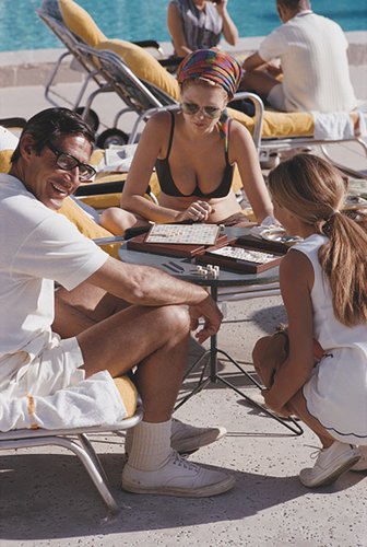 Slim Aarons, Scrabble in Palm Springs, Estate Stamped Photographic