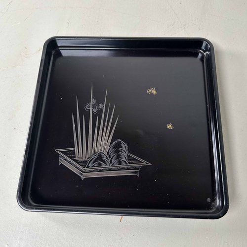 黒漆塗角盆 数奇物九客 /Black Lacquer Tray 9pcs Black Lacquered Chanoyu Tray (Yamamichi-bon) for Chanoyu Tea