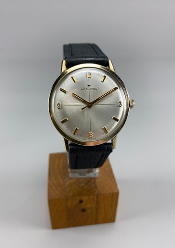 Mechanische Mid-Century 10K Gold Armbanduhr von Hamilton, 1960