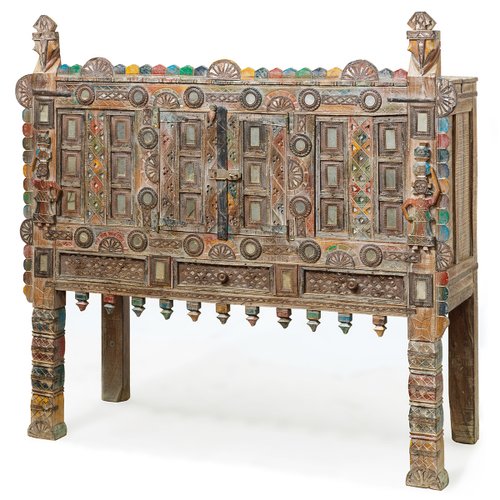 Painted Indian Dowry Chest Painted Indian Dowry Chest