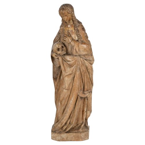 Carved Wooden Sculpture of Mary Magdalene, 1500s for sale at Pamono