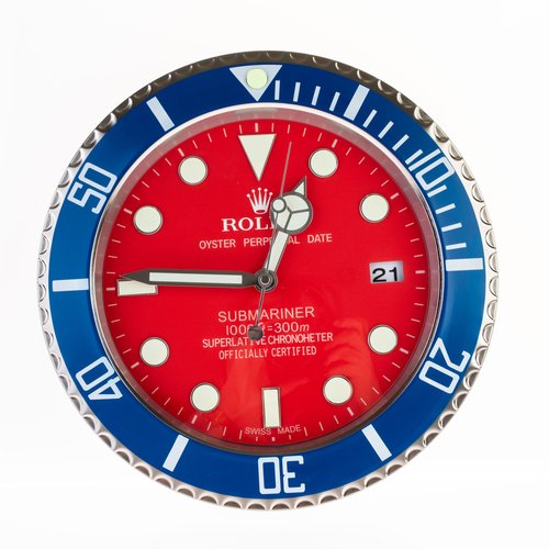 Reloj de pared Submariner Oyster Perpetual en azul y rojo de Rolex decada de 2010 en venta en Pamono