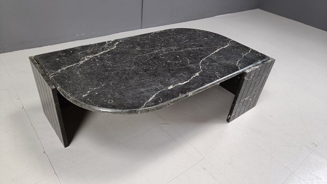 Vintage Black Marble Coffee Table from Roche Bobois, 1970s for sale at Pamono