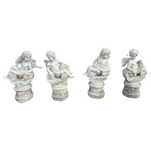 Garden Marble Sculpture Cherubs, 1950s, Set of 4 for sale at Pamono