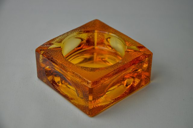 Orange Ice Cube Ashtray by Antonio Imperatore, Murano Glass, Italy