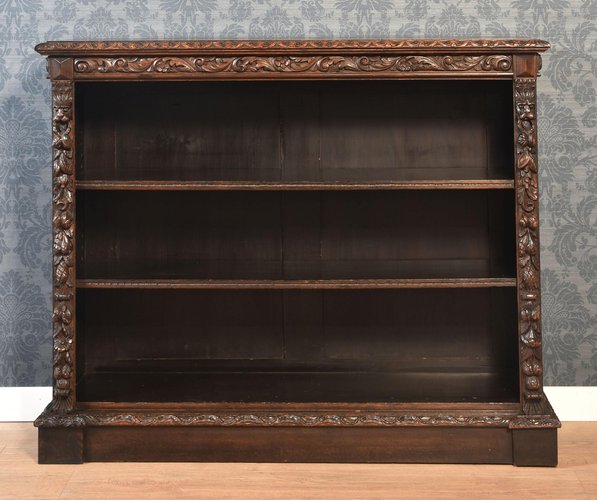 Carved Oak Open Bookcase, 1890s for sale at Pamono