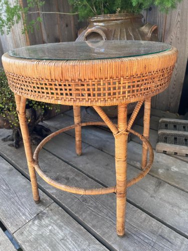 Rattan Side Table for sale at Pamono
