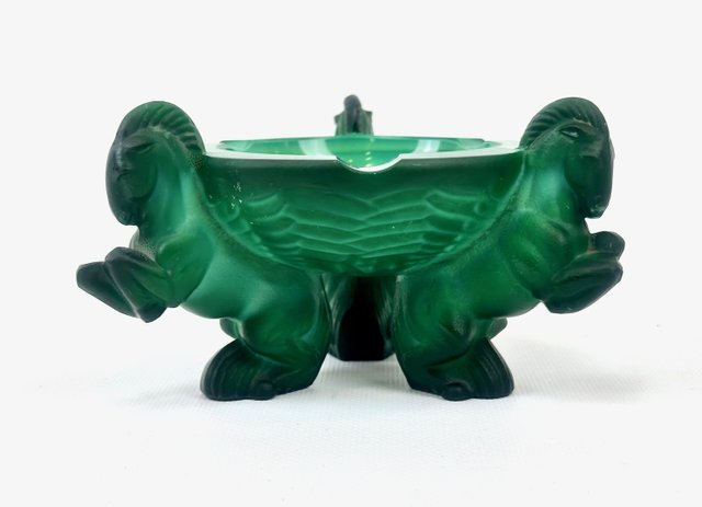 Art Deco Malachite Glass Pegasus Ashtray by Arthur Pleva for Curt