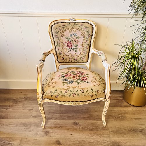 Antique French Louis XV Style Armchair, 1920s for sale at Pamono