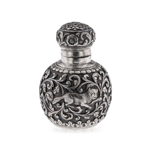 Antique 19th Century Indian Kutch Silver Scent Bottle by Antique 19th Century Indian Kutch Silver Scent Bottle by