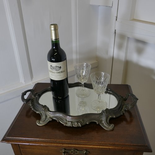 Rococo Style Silver-Plated Sideboard Mirror Tray for sale at Pamono