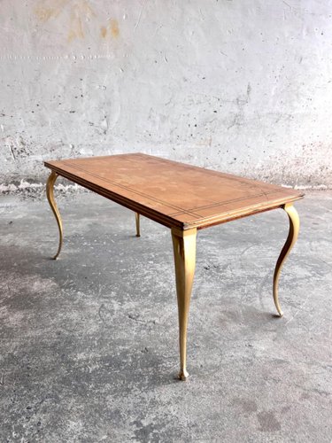 Vintage Golden Legs and Black Lines Top Coffee Table for sale at