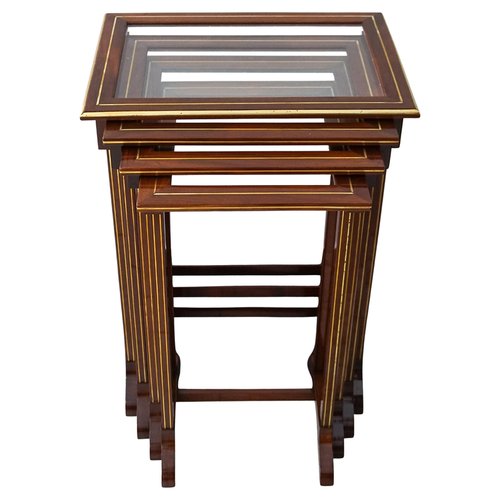 Antique Nesting Tables in Glass, 1890s, Set of 4 for sale at Pamono