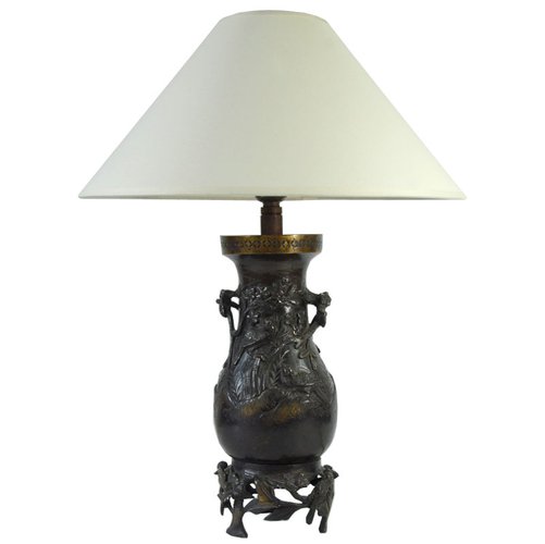 Antique Japanese Bronze Lamp, 1910s for sale at Pamono