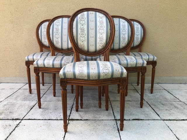 French Louis Xvi Style Dining Chairs Set of 6