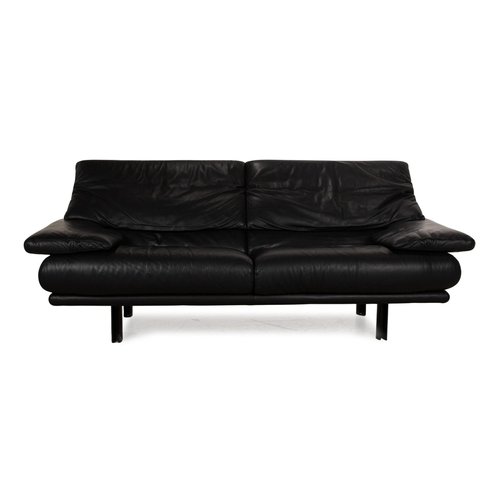Alanda Two Seater Black Leather Sofa by Paolo Piva for B&b